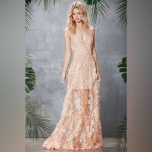 Dress the Population Peach Lace Backless Dress